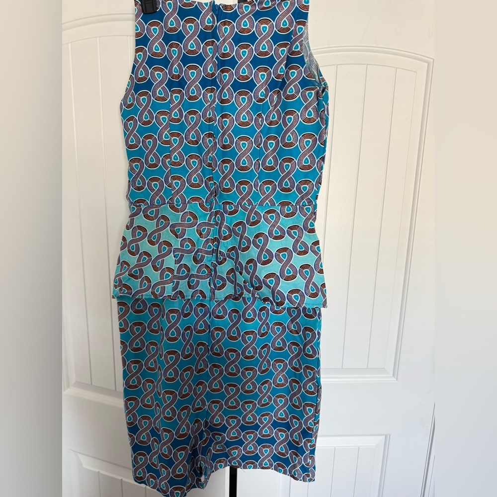 Blue African Ankara Sleeveless Dress - Picture 3 of 3